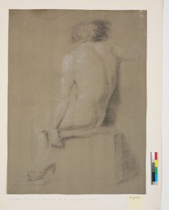 Seated Model on High Plinth with Cushion. Seen from Behind. Right Arm Cut Off. Left Arm Hanging Down. Legs Crossed by Nicolai Abildgaard