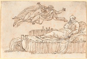 Socrates Resting on His Couch; Two Floating 