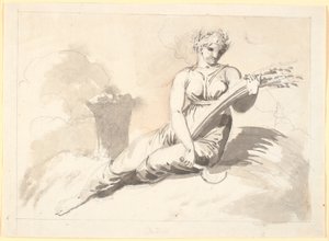 Summer, a Seated Woman with Sheaves and Sickle