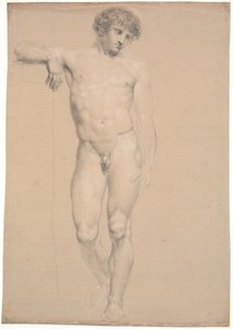 Standing Model. Seen from the Front. Right Arm Supported on High Plinth by Nicolai Abildgaard