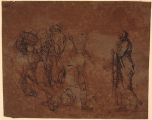 Study of Simo, Sosie and the Slaves, in the Picture with These Figures. [Simo Confides in Sosia] by Nicolai Abildgaard