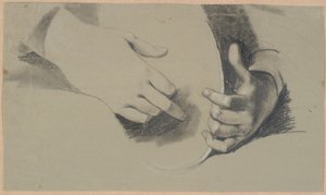 Study of Two Hands Holding an Oval Object (a Mirror or a Crown?) by Nicolai Abildgaard