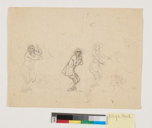Studies of Heads and Figures, Including a Male Figure Depicted Three Times by Nicolai Abildgaard