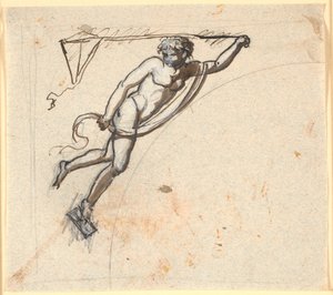 Floating figure with a dragon in hand by Nicolai Abildgaard