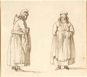 Two peasant women with scarves over their mouths, one in profile the other seen from the front by Nicolai Abildgaard