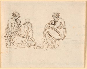 Two Drafts of a Mother with Small Children in Her Arms by Nicolai Abildgaard