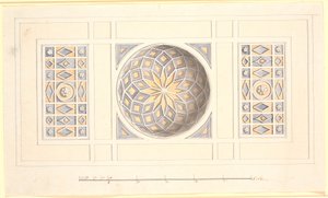 Draft for a Ceiling with Vaulted Central Part in Violet and Yellow