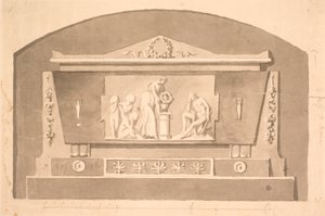 Draft for sarcophagus with relief for the Gandil grave monument at Assistens Cemetery