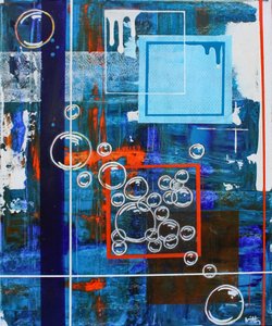 Geometric Bubbles Blue Orange by Nicolas Alsterdal