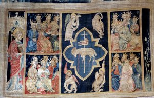 Curtain of Revelation: the elderly give glory to a lamb, symbol of Christ by Nicolas Bataille