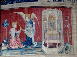 Hanging of Revelation, n. 27: Saint John and the Angel. Tapestry by Nicolas Bataille by Nicolas Bataille