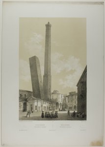 Bologna: The Asinelli and Garisenda Towers, plate 40 from Monumental and Picturesque Italy