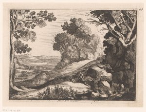 Hilly Landscape with Two Goat Herders by Nicolas Cochin (attributed to)