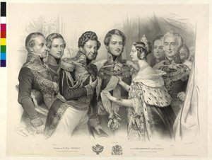 Queen Victoria of England Presents King Louis Philippe of France the Order of the Garter by Nicolas Eustache Maurin