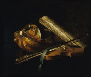 Still life with musical instruments by Nicolas Henri Jeaurat de Bertry