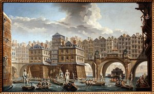 The joust of the bargemen, between the Notre Dame bridge and the Pont au Change