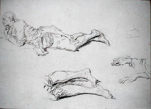 Study of a man lying on the ground by Nicolas Lancret