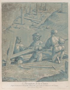 The Invention of the Cross, Three Men Lifting a Cross from a Trench, ca. 1729-64 by Nicolas Le Sueur