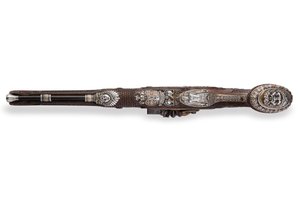 One of a Pair of Silver-Mounted Rifled Flintlock Pistols, Versailles