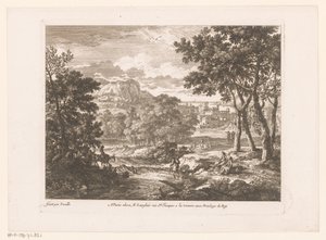 Mountain Landscape with Figures by River by Nicolas Perelle