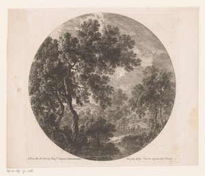 Forest Landscape with Two Men Behind Herd by Nicolas Perelle