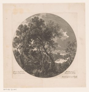 Landscape with Trees and Two Shepherds with Flock