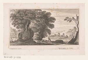 Landscape with Figure and Cattle (Landscapes series) by Nicolas Perelle