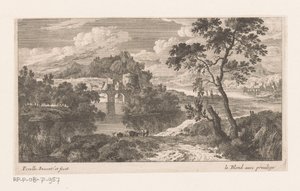 River Landscape with Bridge with Two Arches by Nicolas Perelle