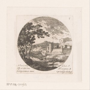 Fortified City and Figures by a Tree by Nicolas Perelle