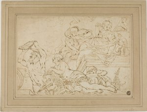 Scene with Nymphs and Satyr by Nicolas Pierre Loir