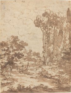 Figures Bathing in a Stream by Nicolas Poussin