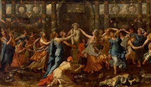 Hymenaios Disguised as a Woman During an Offering to Priapus (detail) by Nicolas Poussin