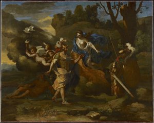 Venus, Mother of Aeneas, Presenting him with Arms Forged by Vulcan by Nicolas Poussin