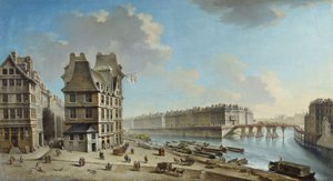 La Grève, the Île Saint-Louis and the Pont Rouge, View from the Place de la Grève, circa 1754