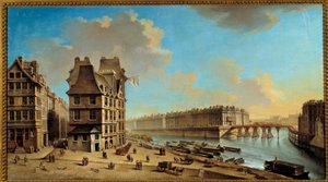 The Quai de la Greve, the Ile Saint-Louis and the Pont Rouge as Seen from the Place de Greve