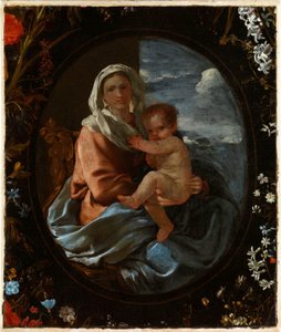 Virgin and Child in a Garland of Flowers by Nicolas & Seghers Daniel (1590–1661) Poussin