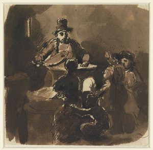 Children Around the Fire of a Chestnut Seller (?) by Nicolas Toussaint Charlet