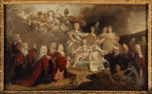 Allegory of the Engagement of Louis XV to the Infanta Marie-Anne-Victoire of Spain (1722), in 1722 by Nicolas de (workshop) Largilliere