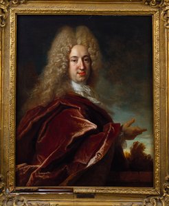 Portrait of a Gentleman, Wearing a Long Wig, Lace Jabot and Burgundy Cloak