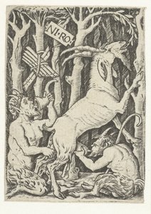 Two Satyrs Drinking Milk from a Goat by Nicoletto da Modena