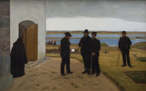 People Outside a Church. Harboøre, Jutland by Niels Jakob Jakobsen Bjerre