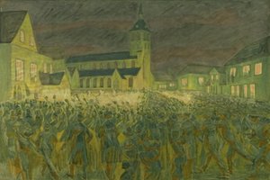 Torchlight Procession 1867 for H.C. Andersen in Odense by Niels Larsen Stevns