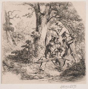 Soldiers in a Forest. Outpost Skirmish at Vejle