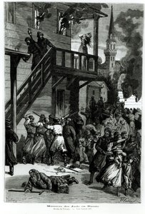 Slaughter of the Jews in Russia, engraved by Gustave Voulquin from Le Journal Illustre, June 1881 by Nielsen