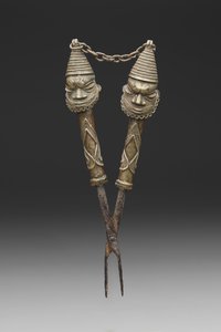 Figurated tongs for Oshugbo Society rituals
