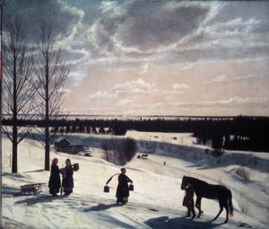 Winter Scene, Russian Winter by Nikifor Stepanovich Krylov