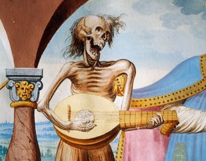 Death playing the mandola (detail) by Niklaus Manuel