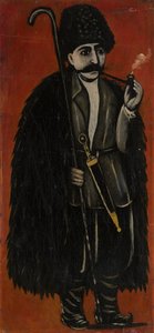 Shepherd in a Felt Cloak Against a Red Background by Niko Pirosmani