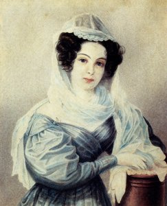 Portrait of Camilla Ivasheva Le Dantieau 1808-1839, wife of Decembrist Vasily Ivashev, 1834 by Nikolai Alexandrovich Bestuzhev