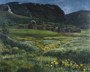 June Night and Old Western Norway Yard by Nikolai Astrup